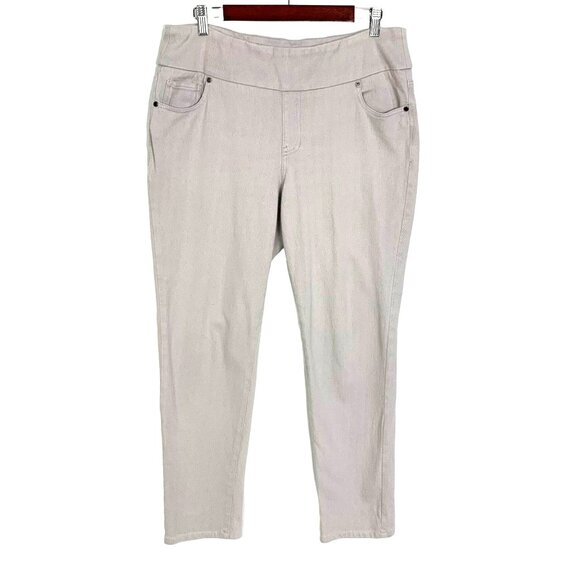 Coldwater Creek Pull On Ankle Pant Stretch Flat Front Stone Size 12 Pockets - Picture 1 of 8